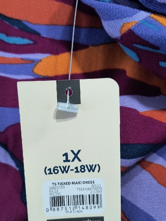 Terra & Sky Purple Abstract Print Maxi Dress with Orange Accents - Picture 4 of 4